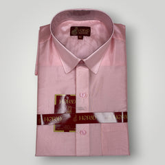 Horad Premium Art Silk Dad and Son Pink Shirt + Welcro Dhoti