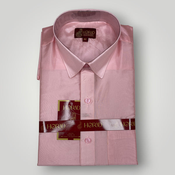 Horad Premium Art Silk Dad and Son Pink Shirt + Welcro Dhoti