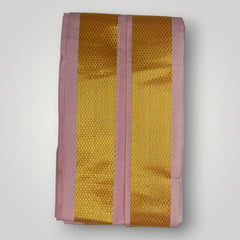 Horad Premium Art Silk Petal Pink Shirt + Welcro Dhoti + Angavastram
