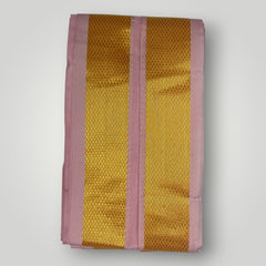 HORAD Premium Art Silk Petal Pink Dhoti + Angavastram (8X4)