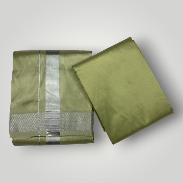 HORAD Premium Art Silk FIR.Green Dhoti with Shirt Material