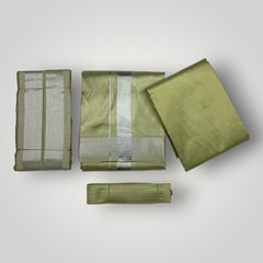 HORAD Premium Art Silk FIR.Green Dhoti with Shirt Material + Angavastram + Belt