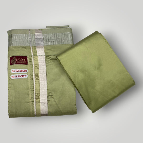 HORAD Premium Art Silk FIR.Green Welcro Dhoti with Shirt Material