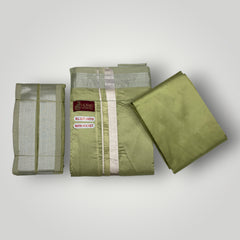 HORAD Premium Art Silk FIR.Green Welcro Dhoti with Shirt Material + Angavastram
