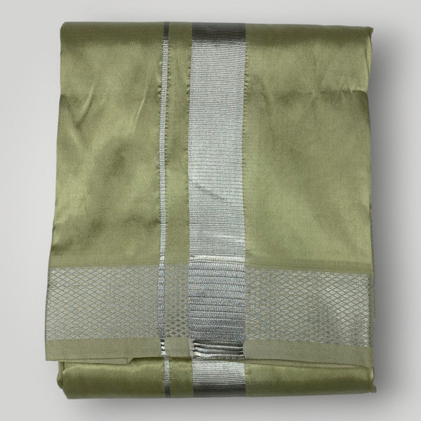 HORAD Premium Art Silk FIR.Green Dhoti + Angavastram + Belt (9X5)