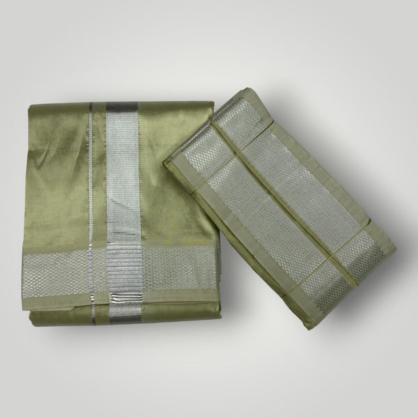 HORAD Premium Art Silk FIR.Green Dhoti + Angavastram (9X5)
