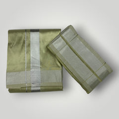 HORAD Premium Art Silk FIR.Green Dhoti + Angavastram (8X4)