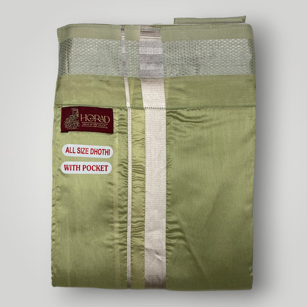 Horad Premium Art Silk FIR.Green Shirt + Welcro Dhoti + Angavastram