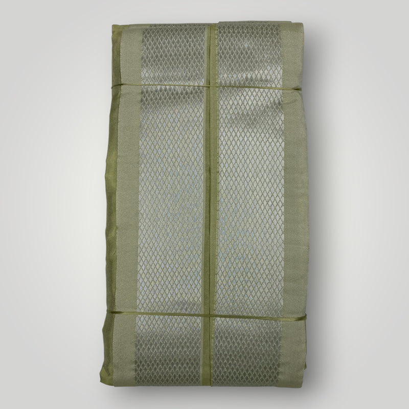 HORAD Premium Art Silk FIR.Green Dhoti + Angavastram + Belt (10X6)