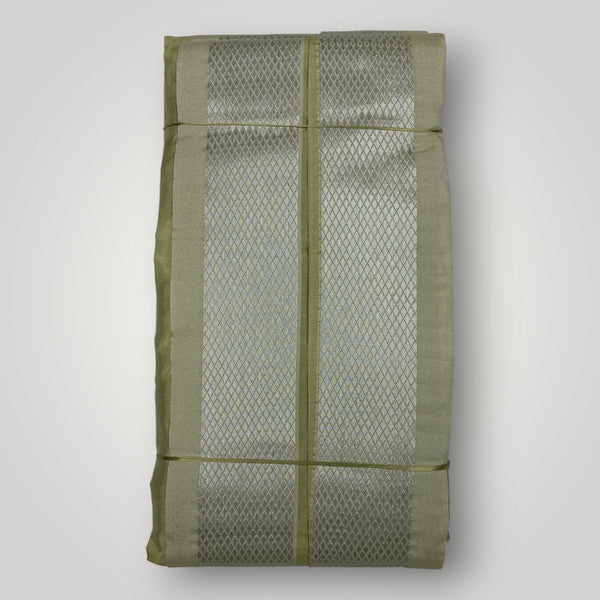 HORAD Premium Art Silk FIR.Green Dhoti + Angavastram + Belt (9X5)