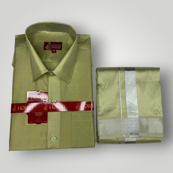 Horad Premium Art Silk FIR.Green Shirt + Dhoti