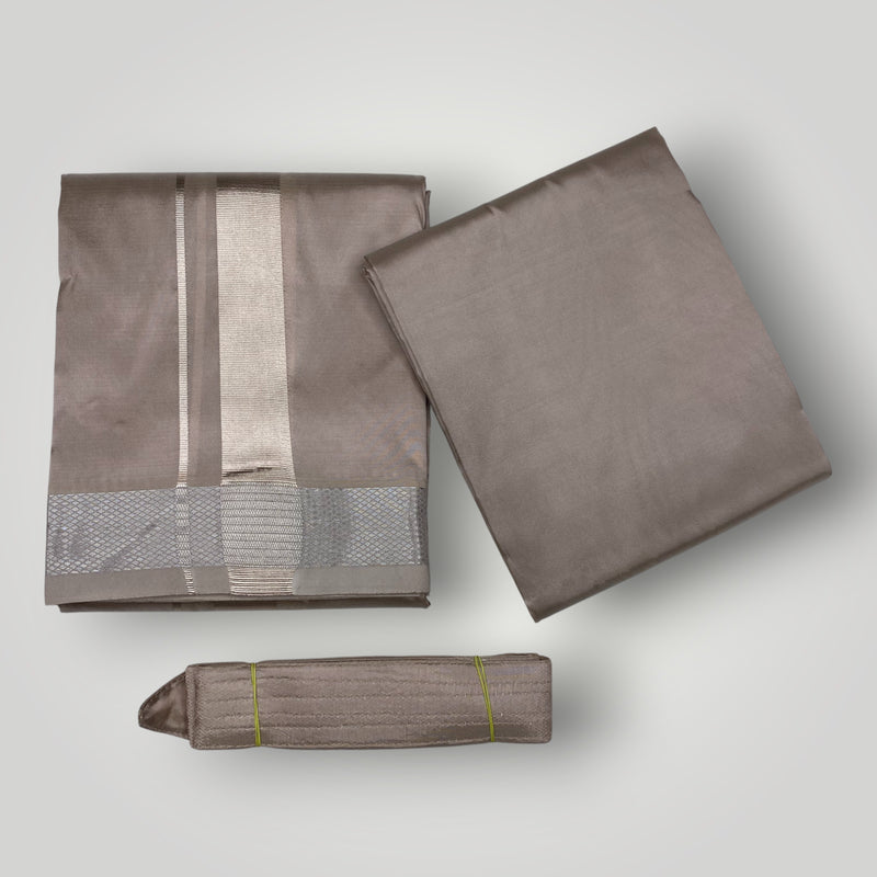 HORAD Premium Art Silk Sandstone  Dhoti + Angavastram + Belt (10X6)