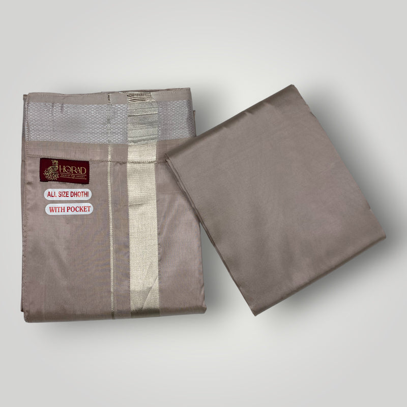 HORAD Premium Art Silk Sandstone Welcro Dhoti with Shirt Material