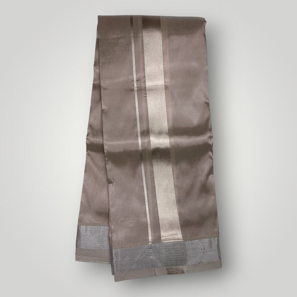 HORAD Premium Art Silk Sandstone Shirt Material (3 Meter) + (9X5) Dhoti + Angavastram