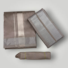 HORAD Premium Art Silk Sandstone Dhoti + Angavastram + Belt (8X4)