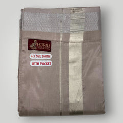 Horad Premium Art Silk Sandstone Welcro Dhoti + Angavastram