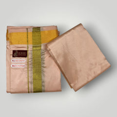 HORAD Premium Art Silk Rose Gold Welcro Dhoti with Shirt Material
