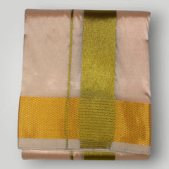Horad Premium Art Silk Rose Gold Shirt + Dhoti +  Angavastram