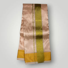 Horad Premium Art Silk Rose Gold Shirt + Dhoti +  Angavastram