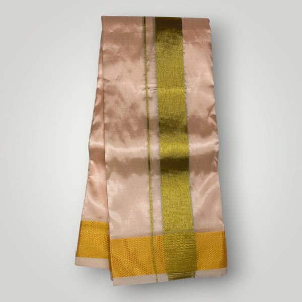 HORAD Premium Art Silk Rose Gold Dhoti with Shirt Material + Belt