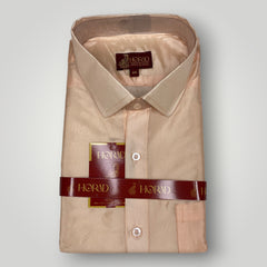Horad Premium Art Silk Dad and Son Rose Gold Shirt + Welcro Dhoti