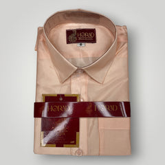 Horad Premium Art Silk Dad and Son Rose Gold Shirt + Dhoti