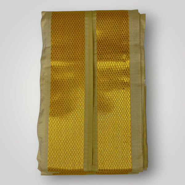 HORAD Premium Art Silk Dark Gold Dhoti + Angavastram (9X5)