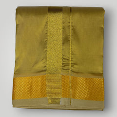 Horad Premium Art Silk Dad and Son Dark Gold Shirt + Dhoti + Angavastram + Belt