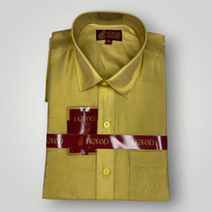 Horad Premium Art Silk Dad and Son Dark Gold Shirt + Dhoti