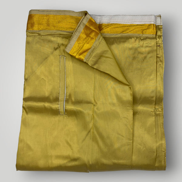 HORAD Premium Art Silk Dark Gold Welcro Dhoti with Shirt Material + Angavastram