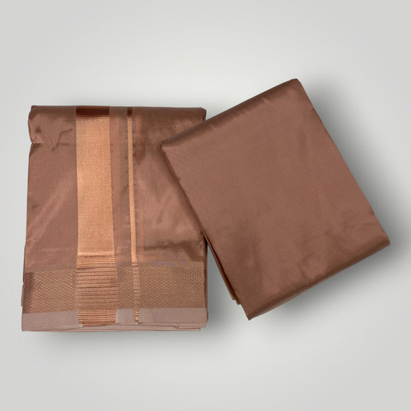 HORAD Premium Art Silk Copper  Dhoti with Shirt Material