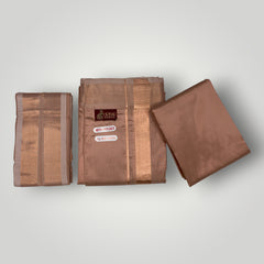 HORAD Premium Art Silk Copper  Dhoti with Shirt Material + Angavastram