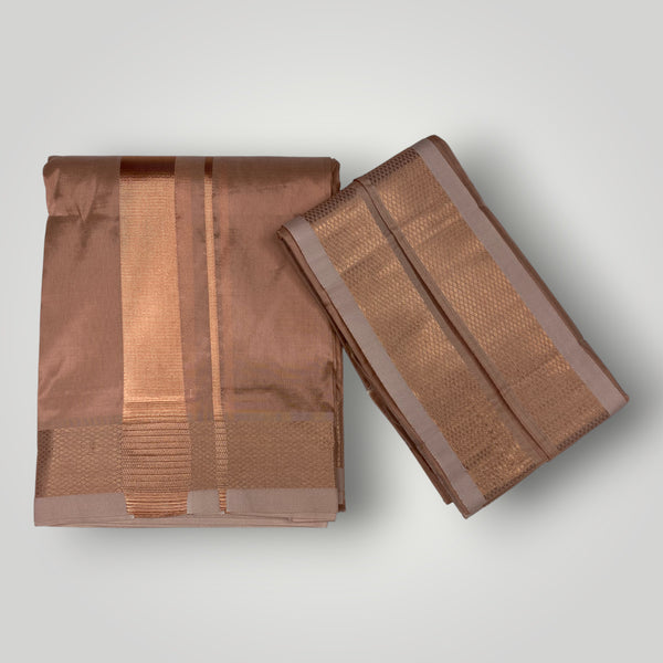 HORAD Premium Art Silk Copper  Dhoti + Angavastram (8X4)