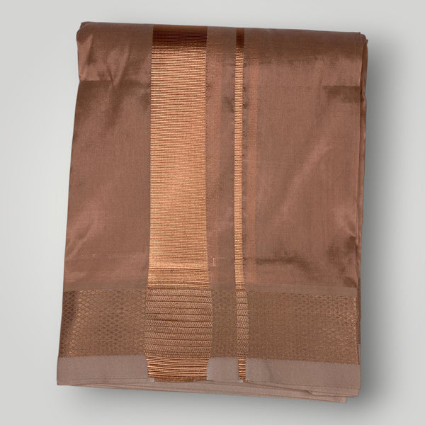 Horad Premium Art Silk Copper  Shirt + Dhoti +  Angavastram