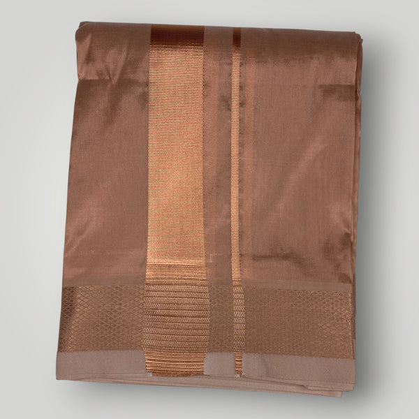 HORAD Premium Art Silk Copper  Dhoti with Shirt Material + Belt