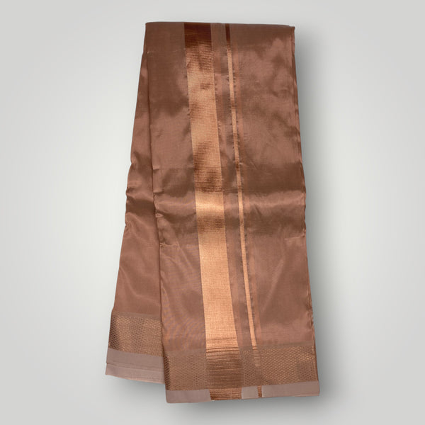 Horad Premium Art Silk Copper  Shirt + Dhoti +  Angavastram