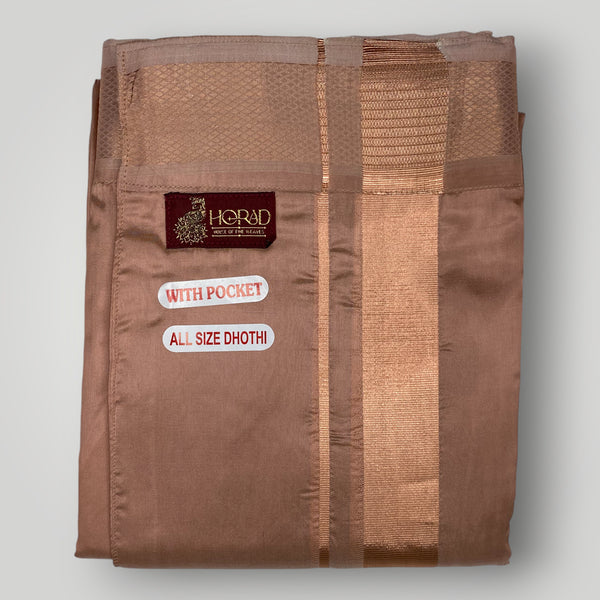HORAD Premium Art Silk Copper  Welcro Dhoti with Shirt Material