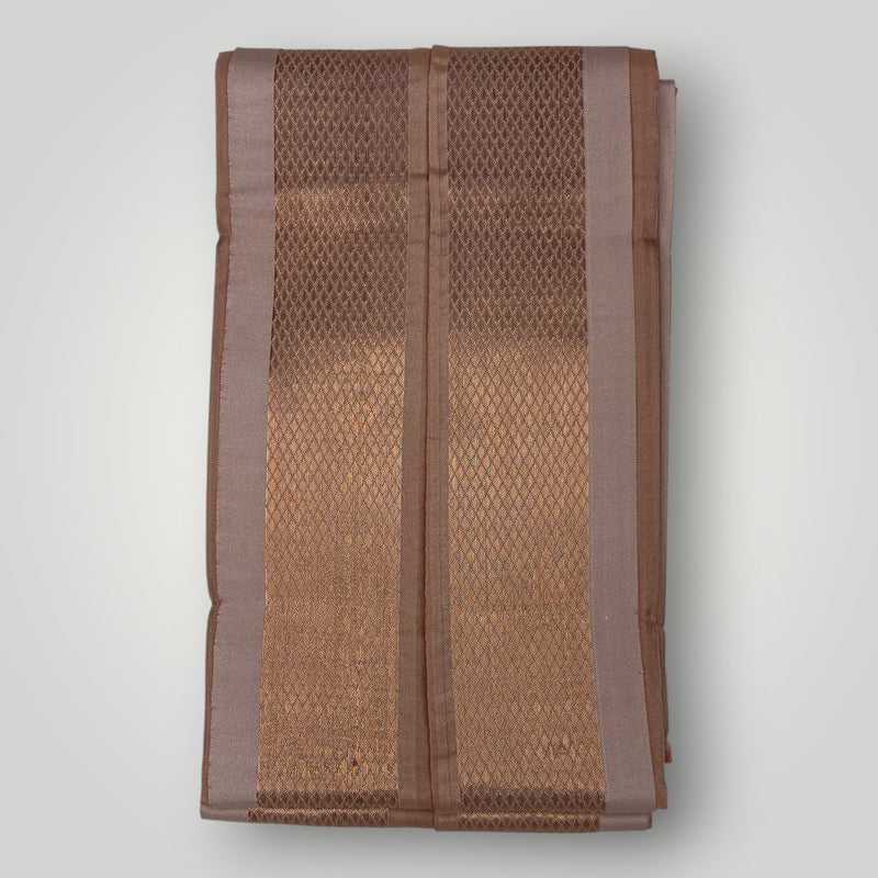 Horad Premium Art Silk Copper  Shirt + Dhoti +  Angavastram