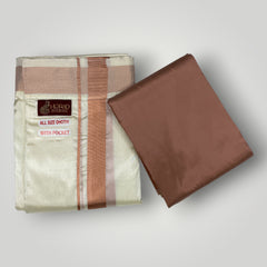 HORAD Premium Art Silk Cream  Welcro Dhoti with Copper Shirt Material