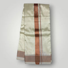 Horad Premium Art Silk Dad and Son Copper Shirt + Cream Dhoti