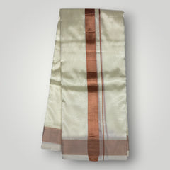 HORAD Premium Art Silk Cream Dhoti + Angavastram + Belt (9X5)