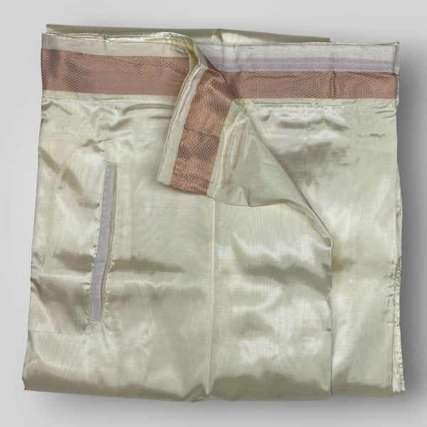 Horad Premium Art Silk Copper Shirt + Cream Welcro Dhoti + Angavastram