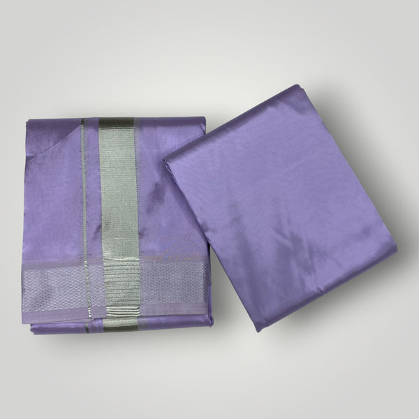 HORAD Premium Art Silk Lavender Dhoti with Shirt Material