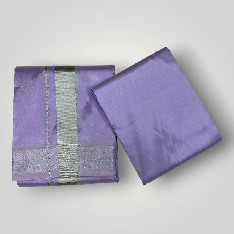 HORAD Premium Art Silk Lavender Dhoti with Shirt Material