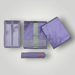 HORAD Premium Art Silk Lavender Shirt Material (3 Meter) + (9X5) Dhoti + Angavastram + Belt