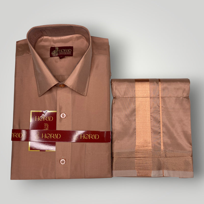 Horad Premium Art Silk Copper  Shirt + Dhoti