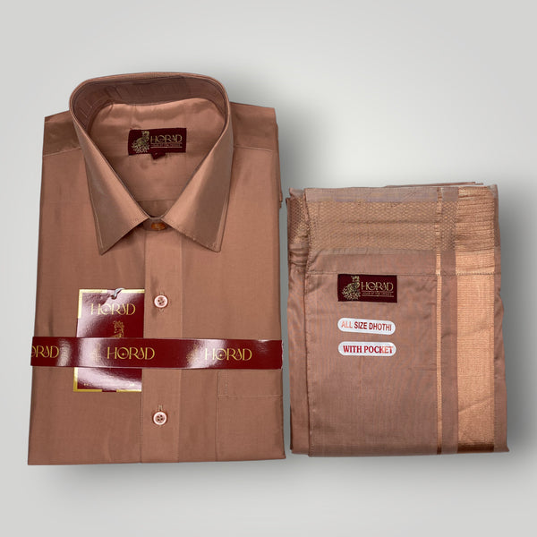 Horad Premium Art Silk Copper  Shirt + Welcro Dhoti