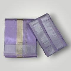 HORAD Premium Art Silk Lavender Dhoti + Angavastram + Belt (10X6)