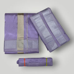HORAD Premium Art Silk Lavender Dhoti + Angavastram + Belt (10X6)