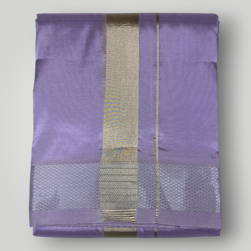 HORAD Premium Art Silk Lavender Dhoti with Shirt Material